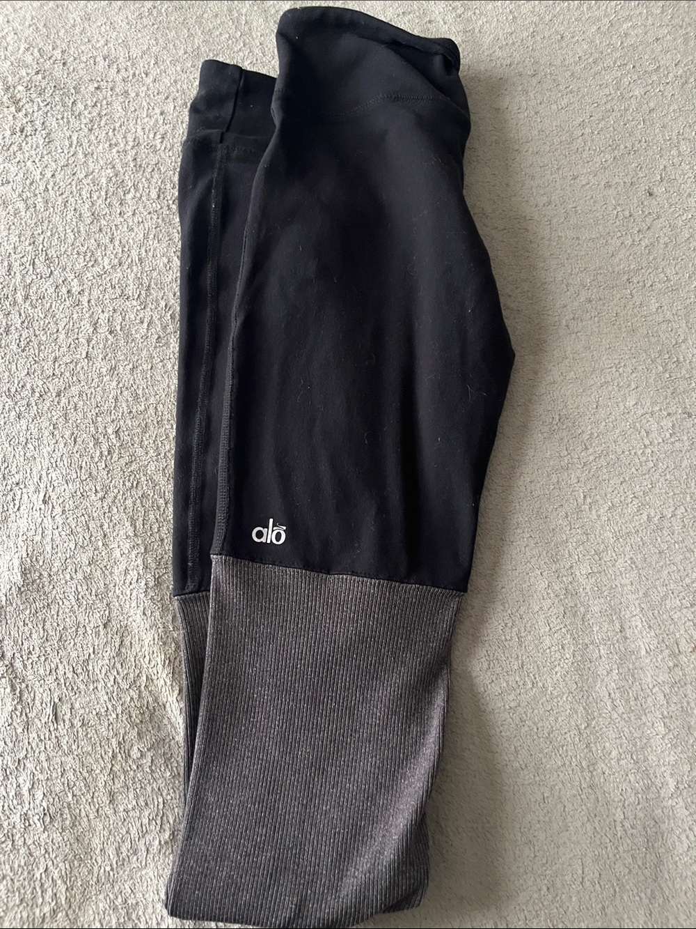 ALO Yoga Kids Black with Gray Colorblock Leggings